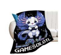 Axolotl Gaming Blanket Throws Axolotl Gifts Cute Axolotl Game Throw Blanket for Boys Kids Gamesolotl Blanket Adults Soft Warm Cozy Fleece Blanket for Couch Sofa Bed 50"x40"