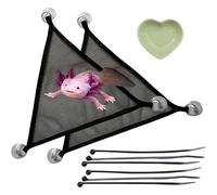 Axolotl Hammock for Aquarium and Ceramic Feeding Dish (Black, S)