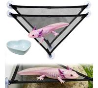 Axolotl Hammock for Aquarium with Feeding Bowl, Axolotl Tank Accessories - Breathable Mesh Reptile Hammock with Feeder Tray for Bearded Dragons, Geckos, Lizards, Snakes, 50 Gallon Tank or Larger
