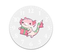 Axolotl Holding A Present Stylish Wall Clock Round Modern Home Clock for Office Home Kitchen Bathroom Living Room