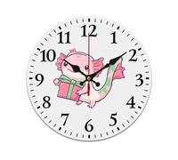 Axolotl Holding A Present Stylish Wall Clock Round Modern Home Clock for Office Home Kitchen Bathroom Living Room