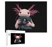 Axolotl Holding Camera Fun Wooden Picture Puzzle Creative Gift Wood Jigsaw for Adults And Family Game