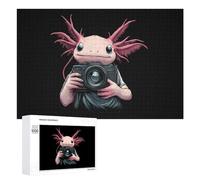 Axolotl Holding Camera Fun Wooden Picture Puzzle Creative Gift Wood Jigsaw for Adults And Family Game
