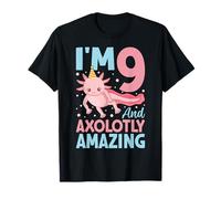 Axolotl I'm 9 And Axolotly Amazing - Axolotl 9th Birthday T-Shirt