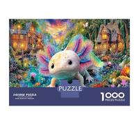Axolotl in Flower Town 1000-Piece Jigsaws for Adults Fantasy Creature Impossible Birthday Gifts for Women & Men Colorful DIY Art Ultimate Challenge 52x38cm/1000pcs