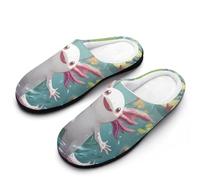 Axolotl In The Pond Slippers Women Winter Warm Cotton Hotel Slippers Anti-Slip Indoor Slip-Ons House Shoes 11-12（42-43）