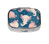 Axolotl Kawaii,Meta Pill Box 2 Compartment Medicine Case,Portable Organizer,Rectangle Meta Portable Organizer Pill Box 672 Compartment Medicine Case