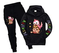Axolotl Kids Flamingo Flim Flam Sweatshirt Set Boys Flamingo Merch Hoodies and Trousers Set Flamingo Youtuber Merch (black,13-14years)