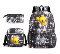 Axolotl Kids Wobbly Life Backpack Shoulder Bag Pencil Case 3PCS Set Boys Wobbly Life Casual Daypacks (Lightning Black,3pcs)