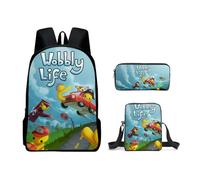 Axolotl Kids Wobbly Life Backpack Shoulder Bag Pencil Case 3PCS Set Wobbly Life Casual Daypacks (C11,3pcs)