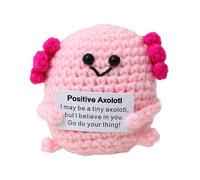 Axolotl Knitting Doll - Cute Crochet Plush With Positive Message Card, Handcrafted Knitting Toy For Boys, Girls, And Kids | Ideal For, Encouragement, And Collectible Decor