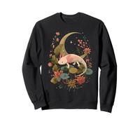 Axolotl Lover Dark Botanical Celestial Crescent Moon Sweatshirt