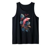 Axolotl Lover Dark Botanical Celestial Crescent Moon Tank Top
