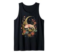 Axolotl Lover Dark Botanical Celestial Crescent Moon Tank Top