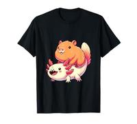 Axolotl Lover Kids Girls Boys Cute Axolotl Riding Capybara T-Shirt