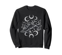 Axolotl Moon Phase Celestial Crystal Mystic Witchy Art Sweatshirt