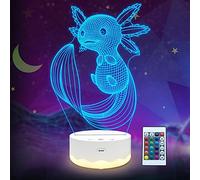 Axolotl Night Light, 3D Illusion lamp with Remote + Touch 16 Color Flashing Changing + Timer Desk Lamps Kids Room Decor Best Festival Birthday Gifts (Axolotl)