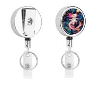 Axolotl Outer Space Metal Badge Clip,Id Badge Holders Retractable Pull Rope,Clips Retractable ID Card Holder for Office