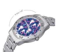 Axolotl Pattern Men's Watches Stainless Steel Watch Strap Analog Quartz Watch Business Wristwatches
