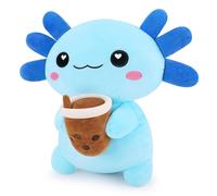 Axolotl Plush Pillow Stuffed Axolotl Boba Plushie Stuffed Animal Bubble Tea Plush Pillow Cute Plush Toys Animal Toy Hugging Pillow Cushion Pillows Cuddly Toy Soft Toys for Unisex Present 13.7 inch