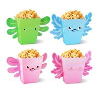 Axolotl Popcorn Box 24Pcs Candy Cookie Boxes Snack Containers for Cartoon Animal Favors Axolotl Themed Birthday Party Supplies