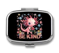 Axolotl Portable Pill Organizer with 2 Compartments Square Medicine Box Compact Travel Pharmacy Case