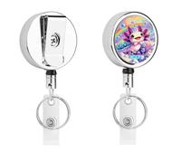 Axolotl Rainbow Metal Badge Clip,Id Badge Holders Retractable Pull Rope,Clips Retractable ID Card Holder for Office