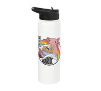 Axolotl Ramen Noodles Great Wave Kawaii Rainbow Anime Stainless Steel Insulated Water Bottle