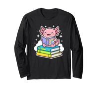 Axolotl Reading Books Fun Learning Cozy Bookworm Long Sleeve T-Shirt