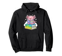 Axolotl Reading Books Fun Learning Cozy Bookworm Pullover Hoodie
