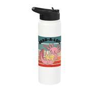 Axolotl Reads a Lot, Readsalotl Bookworm Read A Lotl Books Stainless Steel Insulated Water Bottle