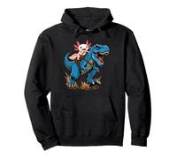 Axolotl Riding T Rex Dinosaur Cute Amphibian Adventure Ride Pullover Hoodie