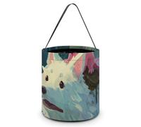 Axolotl Riding Wolf Large Easter Basket Candy Bags Canva Tote Bag Portable Hallowee Bucket