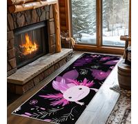 Axolotl Runner Rug for Hallway Long Pink Animal Grass Rug Runners for Hallways 90x300 cm, Long Door Mats Indoor Runners Non Slip Washable Carpet for Hall Living Room Kitchen Bedroom, Thin