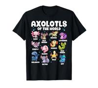 Axolotl Shirt Kawaii Axolotls Of The World Types Of Axolotls T-Shirt