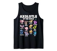 Axolotl Shirt Kawaii Axolotls of The World Types of Axolotls Tank Top