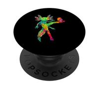 Axolotl Soccer Player Watercolor Splash Football Shirt Kids PopSockets Adhesive PopGrip