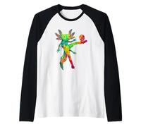 Axolotl Soccer Player Watercolor Splash Football Shirt Kids Raglan Baseball Tee