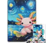Axolotl Starry Night Painting Detailed Wooden Jigsaw, Adults, 1000 Pieces | Puzzle for Adults - screen-free tabletop leisure over several sessions.
