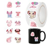 Axolotl Stickers | 1 Roll / 500 Pieces Decals, Aesthetic Notebook | For Water Bottle, Workbook, Classroom, Party, Office, Journaling, Scrapbook, Notebook
