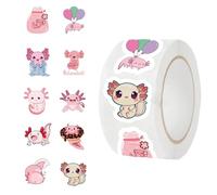 Axolotl Stickers Roll - Cute Axolotl, Aesthetic Notebook Decoration Decals, Small Cute Animal Labels, Adhesive Scrapbook Pattern Tape | Seal Sticker Ideal for Classroom School Party Office
