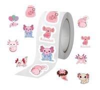 Axolotl Stickers Waterproof | 1 Roll / 500 Pieces Decals, Aesthetic Notebook | For Water Bottle, Workbook, Classroom, Party, Office, Journaling, Scrapbook, Notebook