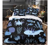 Axolotl Underwater Scene Quilt Cover 3D Design Printed Hotel Quality 3-Piece Bedding Set Zipper Comforter Cover Super Soft All Season for Teens Adults Women Kids Girls Boys Super king（260x220cm）