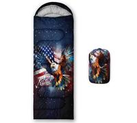 Axolotl US Eagle Sleeping Bag for Kids, Fly American Flag Boys Camping Bag, Wild Animals Eagle Bald Flying Waterproof Portable Sleep Mat for Indoor Outdoor Traveling Hiking Hunting Spring Summer Fall