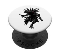 Axolotl Warrior Dark Fantasy Samurai Art PopSockets Adhesive PopGrip