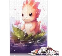 Axolotl Watercolor Puzzle Jigsaws 500 Pieces for Adults Wooden Puzzles Family Fun Jigsaws Puzzles 500pcs (52x38cm)