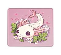 axolotl White Cute Mouse Pad Peach Cartoon Floral Mouse Pad Non-Slip Rubber Mouse Pad Washable Mouse Pad for Home Office Square 8x10 inch