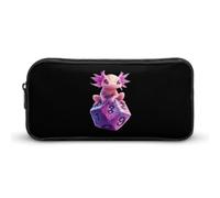 Axolotl with Dice Simple Pencil Case Big Capacity Pouch Box Travel Makeup Bag