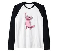 Axolotl with Sunglasses Rock Pose Raglan Baseball Tee