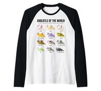 Axolotls of The World Educational Amphibian Species Chart Raglan Baseball Tee